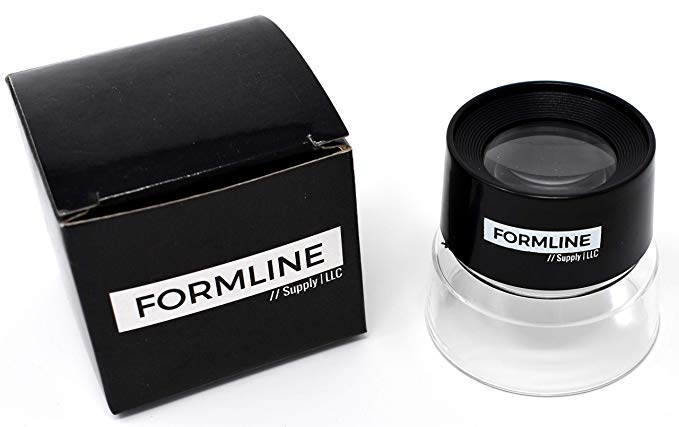 Formline 10X Jewelers Loupe -Compact Pre Focused Coin Magnifier Made for Up Close Work Like Inspections, Stamps, Biology, Arts, Hobbies   More