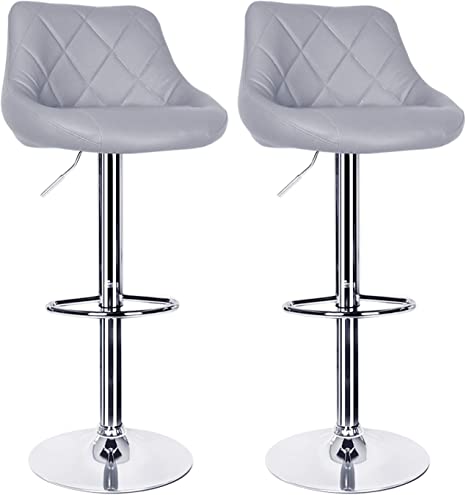 Bar Stools Set of 2 Kitchen Bar Stools With Backs, PU Leather,Adjustable Swivel Gas Lift,Chrome Footrest and Base Bar Chairs Dining Stools, Breakfast Bar/Counter/Kitchen Home Furniture