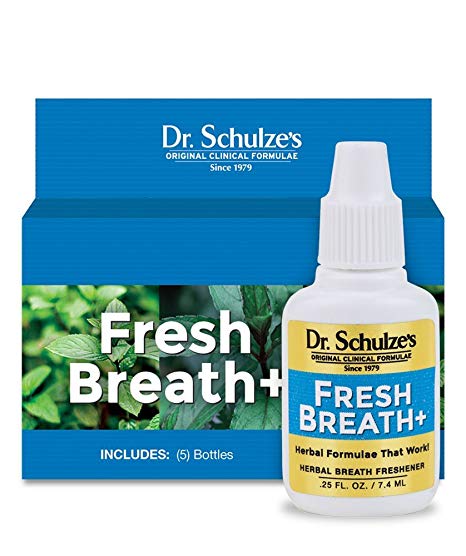 Dr. Schulze’s | Fresh Breath Plus | Herbal Formula | Organic Breath Freshener | Peppermint Spirits Concentrate | Eliminates Halitosis & Soothes Stomach | Improves Mouth Care & Oral Hygiene | 5 Pack