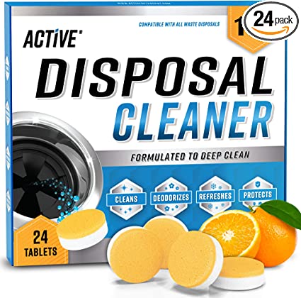 Garbage Disposal Cleaner and Deodorizer Tablets - Fresh Citrus Foaming Scrub Sink Disposer Freshener, Natural Kitchen Drain Cleaning Tablet - 24 Pack