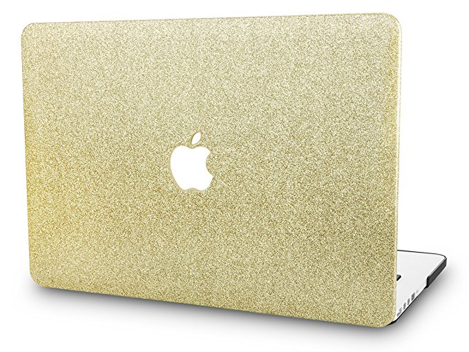 KEC MacBook Pro 13" Retina Case (2015 Old gen.) Plastic Hard Shell Cover A1502 / A1425 (Gold Sparkling)