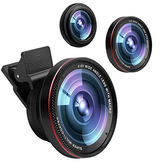 Cell Phone Camera Lens,0.6X Super Wide Angle Lens&15X Macro Lens, 2 in 1 Clip-on Professional HD iPhone Camera Lens Kit for iPhone X/8/7/6S/6s plus/6/5S,iPad Air,Samsung,Android Smartphones,Tablet