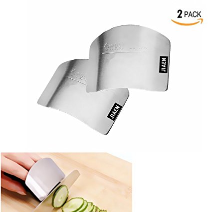 JIAEN 304 Stainless Steel Finger Guard Finger Protector Tool for Kitchen Knives While Cutting - 2 Pack