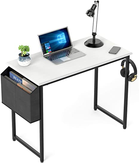 Computer Desk White Modern Writing Table for Home Office Small Spaces Student Teens Study Bedroom Work PC Deak 31 Inch