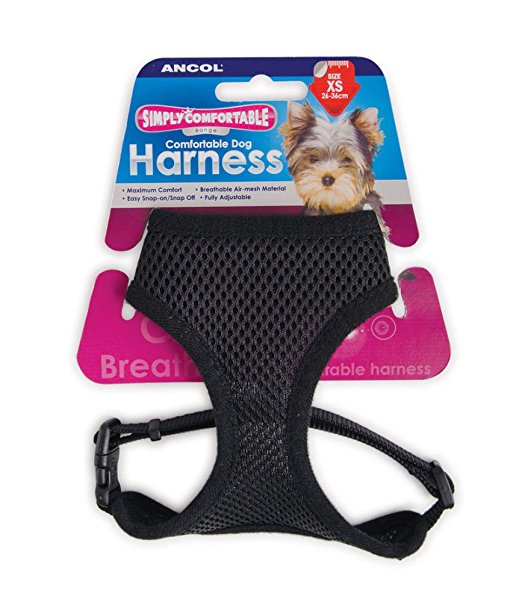 Ancol Simply Comfortable Mesh Dog Harness Black XS 28-40cm
