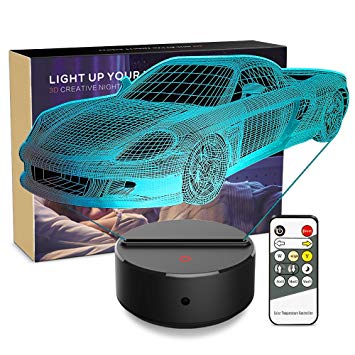 Night Light 3D Toy Car 3D Lamp Optical Illusion Nightlight Bedside Lamp 7 Colors Changing LED Lamps with Remote Birthday Gifts for Girls Kids Baby Boys and Room Decor (Toy Car)