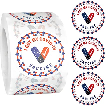 I Got My Covid 19 Vaccine Stickers - 1.5 Inch - 500 Labels - US Flag Designed Covid Vaccine Sticker
