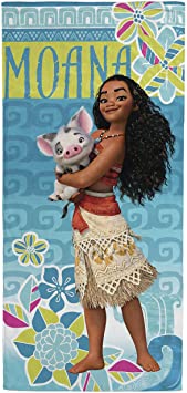 Jay Franco Disney Moana Teal Floral Kids Bath/Pool/Beach Towel - Super Soft & Absorbent Fade Resistant Cotton Towel, Measures 28 inch x 58 inch (Official Disney Product)