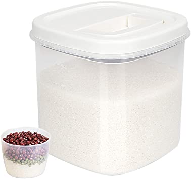 AUSCREZICON Rice Storage Container 10 Lbs BPA Free Cereal Container with Measuring Cup, Airtight Food Storage Container for Flour Cereal Oatmeal Kitchen Storage