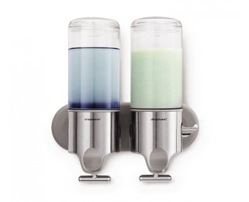 simplehuman Wall Mount Pumps, Stainless Steel, 444 ml - Twin