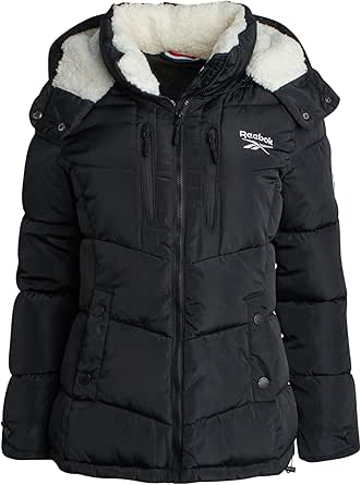 Reebok Women's Puffer Jacket - Heavyweight Quilted Puffer Jacket with Faux Fur Trim Hood - Outerwear Jackets for Women (S-XL)