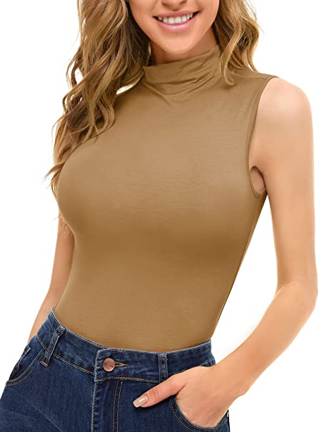 MSBASIC Women Modal Stretchy Fitted Long Sleeve Turtleneck Top