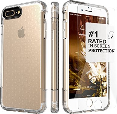 iPhone 7 Plus Case, (Clear) Dual-Layer Inspire SaharaCase Protective Kit Bundle with [ZeroDamage Tempered Glass Screen Protector] Slim Fit [ Shockproof Bumper] Rugged Protection