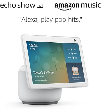 Echo Show 10 (3rd Gen) - Glacier White and 4 months of Amazon Music Unlimited FREE w/ auto-renewal