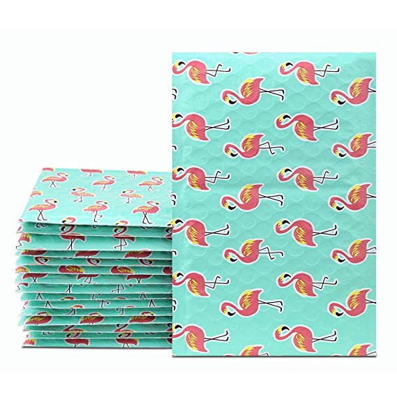 UCGOU #000 4x8" 50pcs Flamingo Designer Poly Bubble Mailers Padded Envelopes Boutique Custom Bags