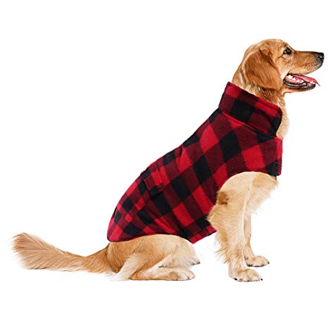 ASENKU Dog Winter Coat, Dog Jacket Plaid Reversible Dog Vest Waterproof Cold Weather Dog Clothes Pet Apparel for Small Medium Large Dogs