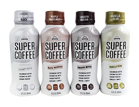 SUNNIVA Super Coffee - 10g Protein, Lactose Free, Soy Free, No Added Sugar, Gluten Free, Variety Pack of 12
