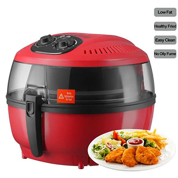 KUPPET Air Fryer 6.3QT Oil Free Air Fryer w/ Rapid Hot Air Circulation System - Timer (60 Minutes) Temperature (180℉-400℉) Control - Dishwasher Safe - 1200W-1400W, W/Detachable Basket Handles, RED