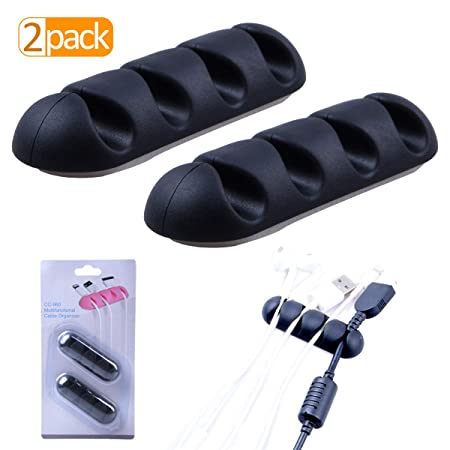Cable Clips Organizer for Desk, Wire Holder Desktop,Cable Management with Adhesive,Cord Holder for Table,Car,Computer,Charging Cable,USB Cable,Mouse,Headphone,Office,ect.(Black,2 Pack)