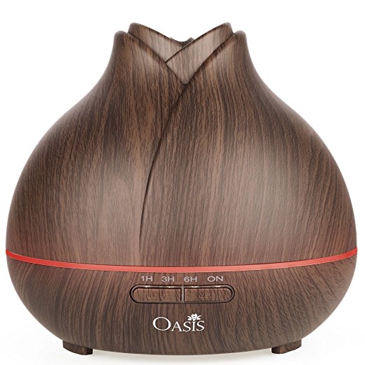 OASIS 400ml Aromatherapy Ultrasonic Aroma Essential Oil Diffuser for Office Home Room Spa Yoga Baby Wood Grain Cool Mist Humidifier Care Health Natural Household Light Purifier Timer Color