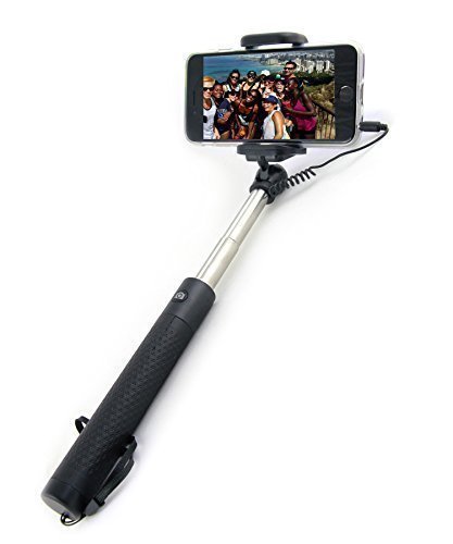 Selfie Stick [GLOBE STICK] Premium Quality Wired Mini Stick With Built-In Remote Shutter - Extendable Monopod with Universal Phone Holder, iPhone 6 6S 5 5S 4S 4 Samsung Android