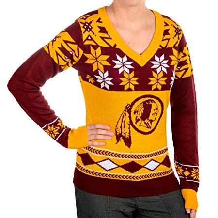 NFL Women's V-Neck Sweater, Washington Redskins, Small