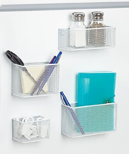Set of 4 Magnetic Mesh Baskets - White By Jumbl.