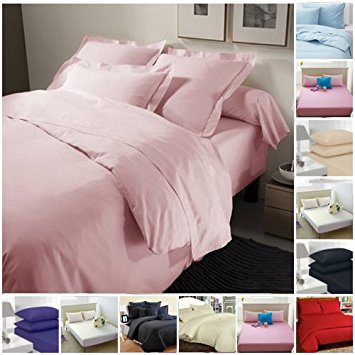 Fitted Sheets: Percale Plain Dyed Luxury Combed Non Iron Single Double King (Single, Baby Pink)