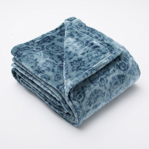 Katrina Collection Fleur Ultra Velvet Plush All-Season Super Soft Blanket. Use as a Lightweight Warm Bed Blanket Year Round. By Home Fashion Designs Brand. (Full / Queen, Teal / Smoke)