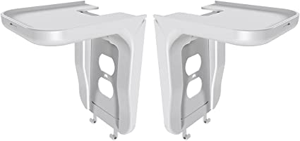 Suptek Wall Outlet Shelf 2 Pack,Home Wall Shelf Organizer for Outlets,Perfect for Bathroom, Kitchen, Bedrooms,Hold Cell Phone,Speaker up to 20lbs,With Cable Management and Detachable Hooks,White(S3W2)