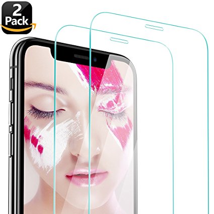 Eakase iPhone X Glass Screen Protector, [2 Pack]Tempered Glass 2.5D Anti-Scratch HD Clear Screen Protector Film for Apple iPhone 10 5.8 Inch (Clear)