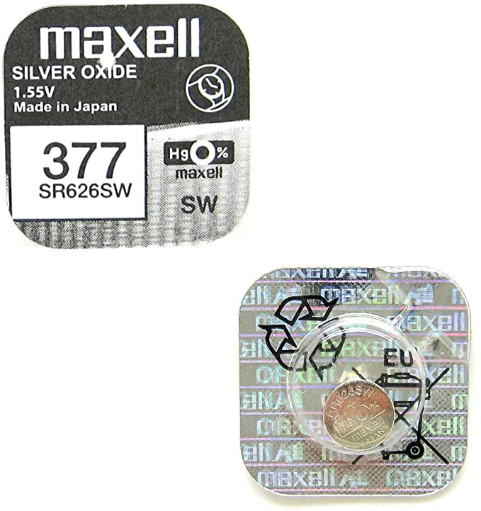2 x Maxell 377 SR626SW Silver Oxide 0% Mercury Watch Batteries [Pack of 2]