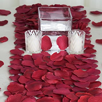 BalsaCircle 2000 Silk Rose Petals Wedding Decorations Bulk Supplies - Burgundy