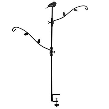 Home-X Multi-Hook Bird Feeder Pole Deck Kit with Two Adjustable Branches