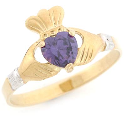 Jewelry Liquidation 14k Two Toned Gold Claddagh Simulated Birthstone Ring