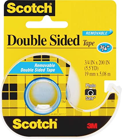 3M 238 Double-Sided Tape, Removable, 3/4-Inch x200-Inch, Transparent