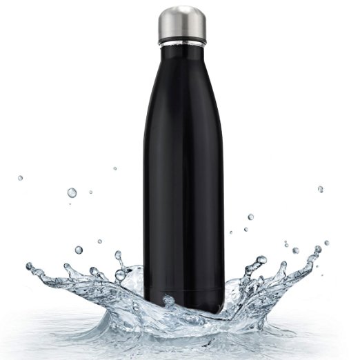 OUTERDO Water Bottle, Double Wall Vacuum Insulated Stainless Steel Water bottle - BPA Free Long Neck and Bullet Shape 17oz Ideal for Outdoor Sports Camping Hiking Cycling