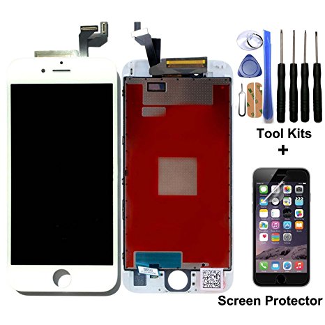 cellphoneage® For iPhone 6S 4.7 Inch New LCD Touch Screen Replacement With 3D Touch White Digitizer Glass Disply Assembly Replacement   Free Repair Tool Kits   Screen Protector