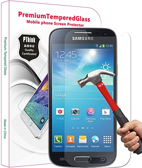 PThink® 0.3mm Ultra-thin Tempered Glass Screen Protector for Samsung Galaxy S4 Mini with 9H Hardness/Anti-scratch/Shatterproof/Fingerprint resistant (Samsung Galaxy S4 Mini)