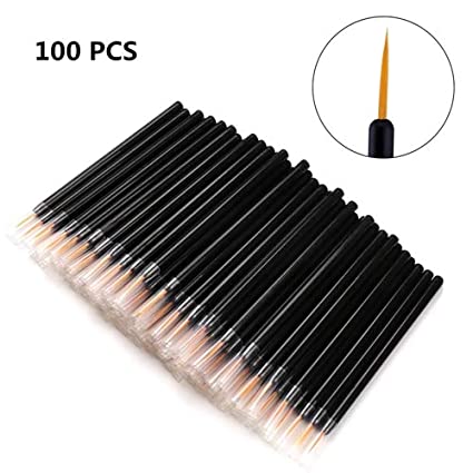 Zarivy 100 Pack Disposable Eyeliner Makeup Brushes With Covers On the Hair, Makeup Eye Liner Tools Wands Applicator(Size: 9cm, Thick: 0.2cm, Color: Black)