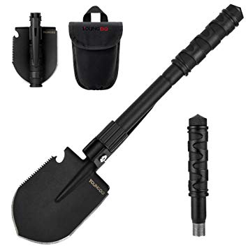 YOUNGDO Camping Shovel, Military Folding Survival Shovel, Entrenching Tool Portable for Camping,Car Emergency,Backpacking,Outdoor,Hiking,Gardening and Trenching (10-in-1 Shovel)