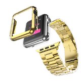 Ultra Slim Stainless Steel Grand Series Slimfit Steel Watchband Match with Plated Apple Watch Case for Apple Watch Gold 42mm
