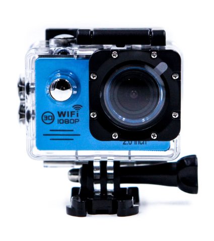 Aokon SJ7000 WIFI 2.0"LCD 1080P HD Waterproof Diving Sports Action Camera with 2 Batteries and 19 Accessories 12MP 170°Wide Angle Lens (Blue)