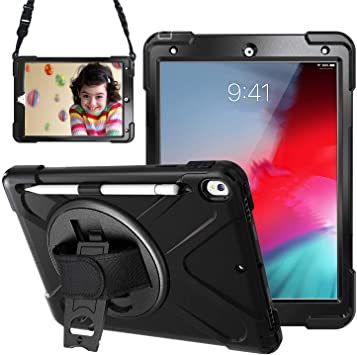 Gerutek iPad AIR 3 Case 2019, iPad Pro 10.5 Case 2017, Heavy Duty Shockproof Rugged Case with Pencil Holder, Rotating Stand and Hand/Shoulder Strap, Tough Protective Case for iPad AIR 3 /Pro 10.5