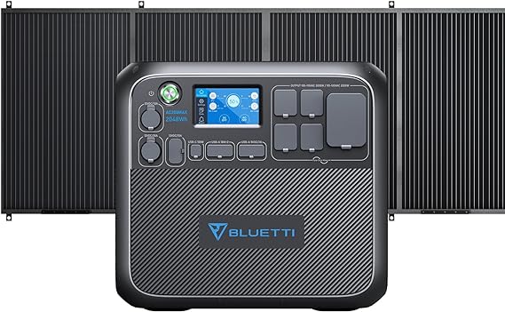 BLUETTI Solar Generator AC200MAX with 380W Solar Panel Included, 2048Wh Portable Power Station w/ 4 2200W AC Outlets, LiFePO4 Battery Pack, Expandable to 8192Wh for Home Backup, Road Trip, Off Grid