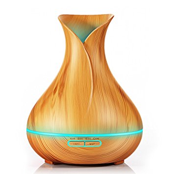 KBAYBO Aroma Diffuser Cool Mist Air Humidifier Ultrasonic Essential Oil Diffuser Wood Grain,7 Color Changing, LED Mood Light for Home Yoga Spa Office Bedroom Baby Room (Light Wood Grain)