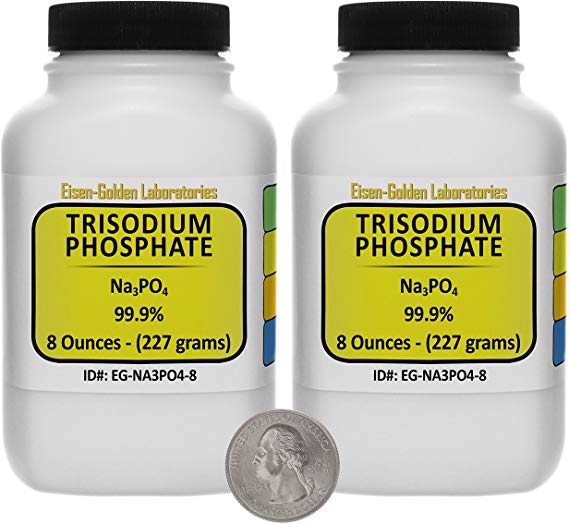 Trisodium Phosphate [Na3O4P] 99.9% ACS Grade Crystals 1 Lb in Two Space-Saver Bottles USA