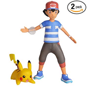 Pokemon 4.5 Inch Battle Feature Action Figure, Features Ash and Launch into Action 2 inch  Pikachu