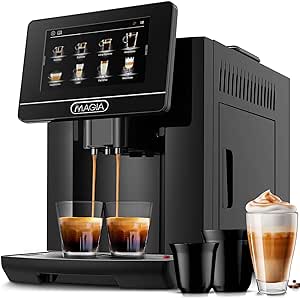 Zulay Magia Super Automatic Coffee Espresso Machine - Durable Automatic Espresso Machine With Grinder - Espresso Coffee Maker With Easy To Use 7” Touch Screen, 20 Coffee Recipes, 10 User Profiles