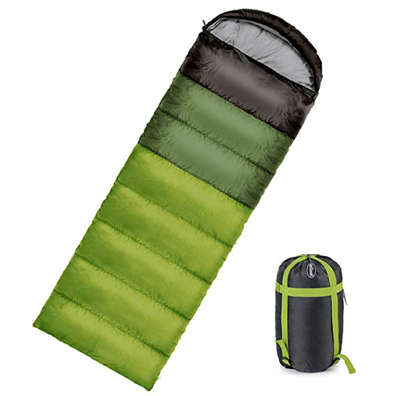 ieGeek Outdoor Sleeping Bag, Ultra-light Envelope Rectangular Sleeping Bags Multifuction Compression Sack 3 Season for Camping Travelling Hiking Backpacking XL Size Fit for Kids, Teens and Adults